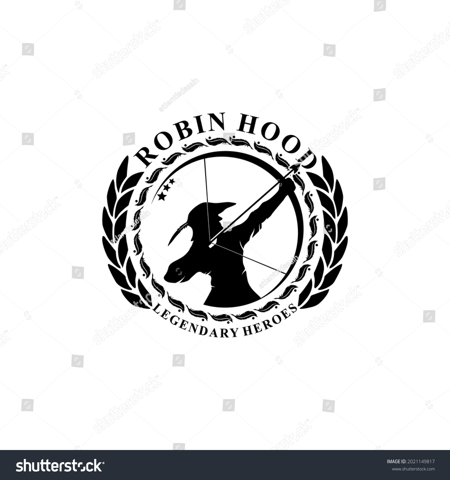 Legendary Heros Robin Hood Silhouette Mythical Stock Vector (Royalty ...