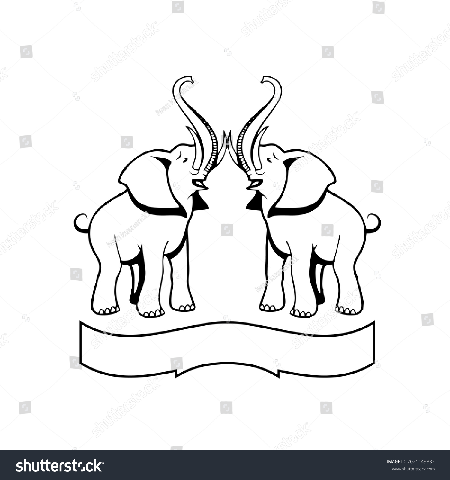 Logo Illustration Two Elephants Facing Each Stock Vector Royalty Free 2021149832 Shutterstock 