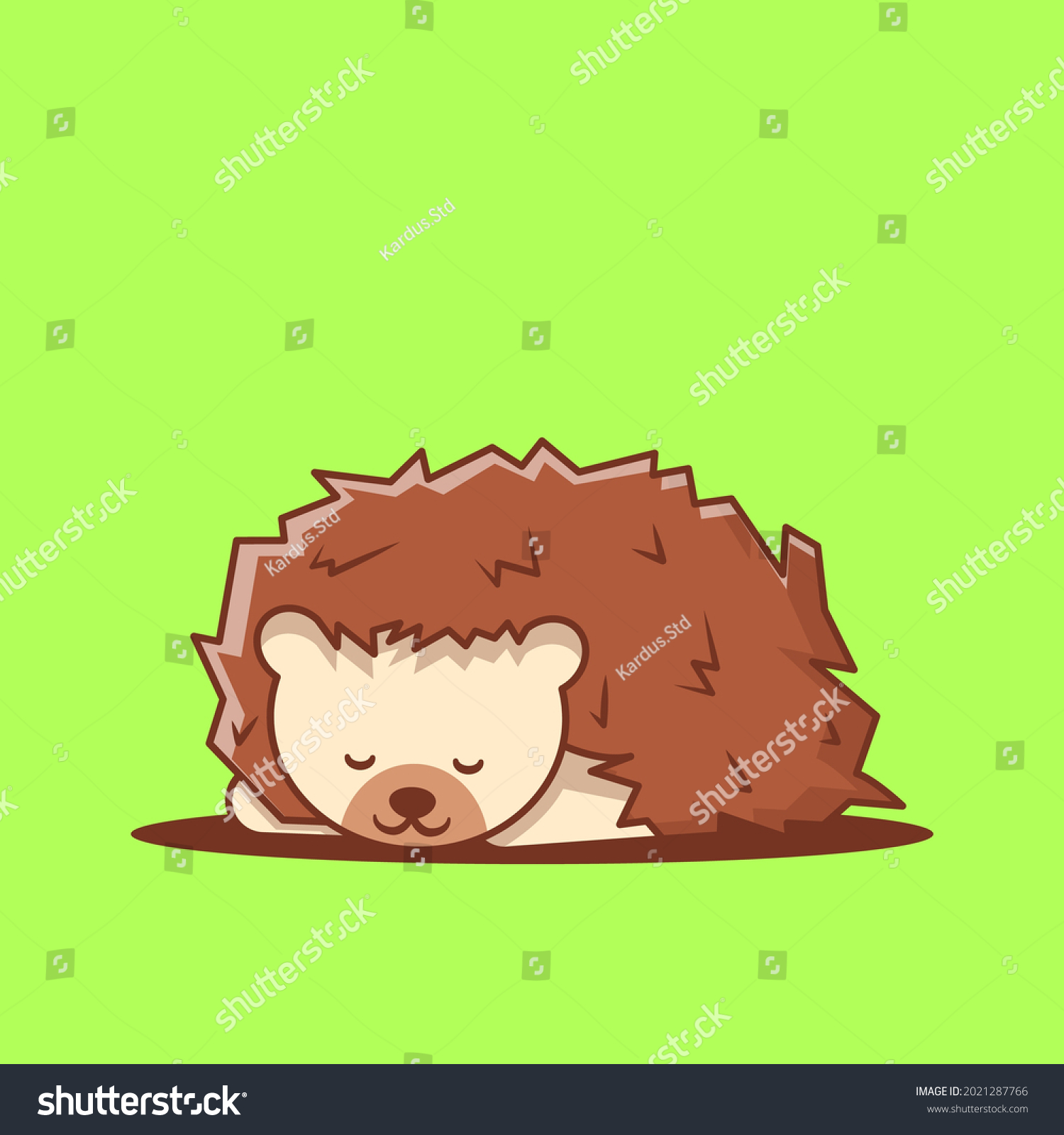 Cute Sleeping Porcupine Cartoon Vector Illustration Stock Vector Royalty Free 2021287766 