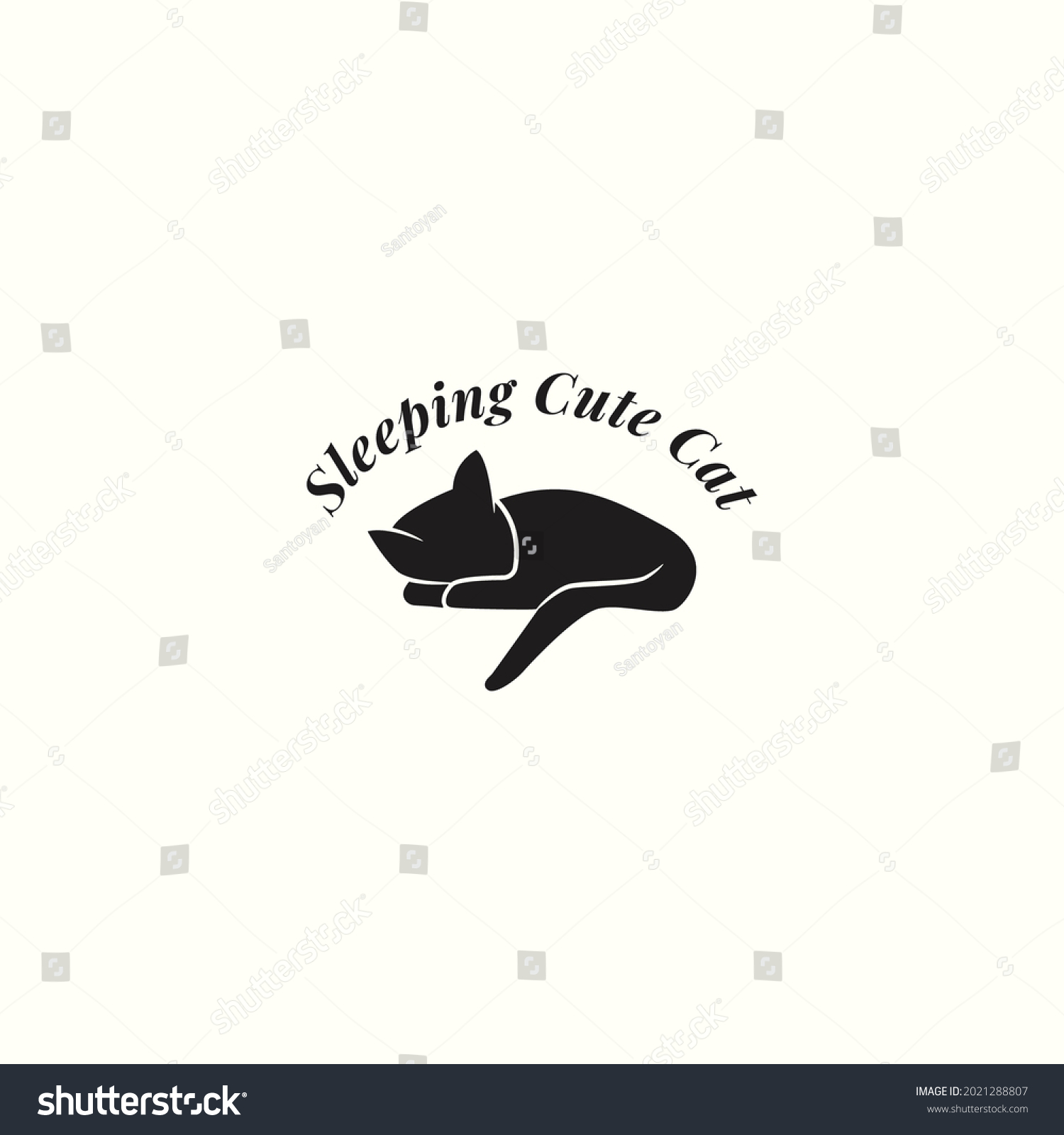 Vector Cat Logo Design Sleeping Cute Stock Vector (Royalty Free ...