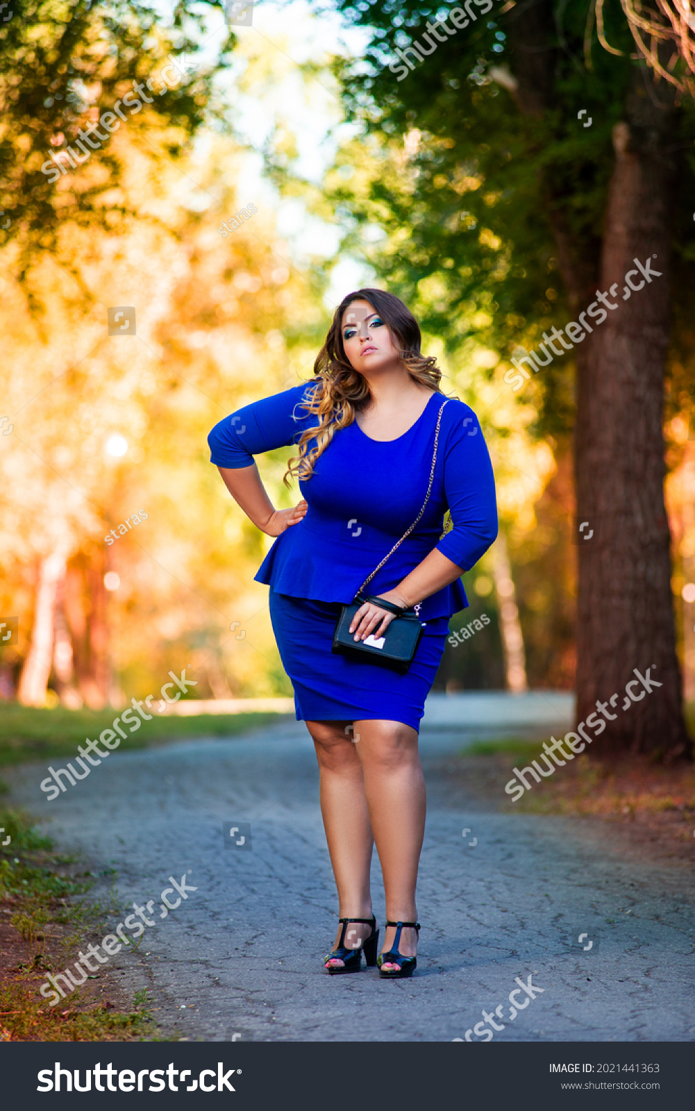 Beauty Plus Size Model Blue Dress Stock Photo 2021441363 | Shutterstock