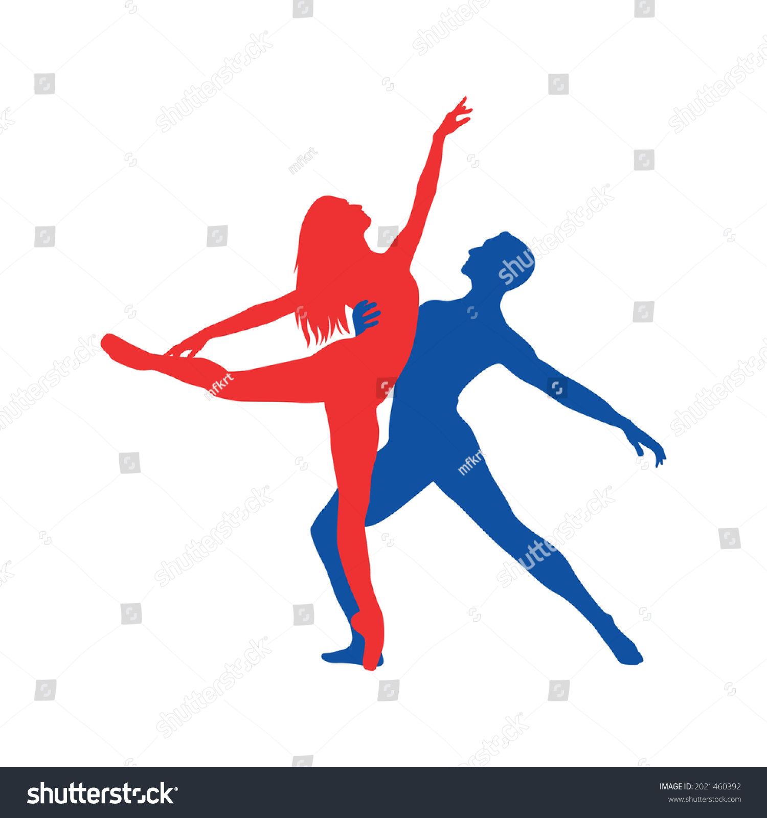 Couple Ballet Dancers Silhouette Vector Illustration Stock Vector Royalty Free