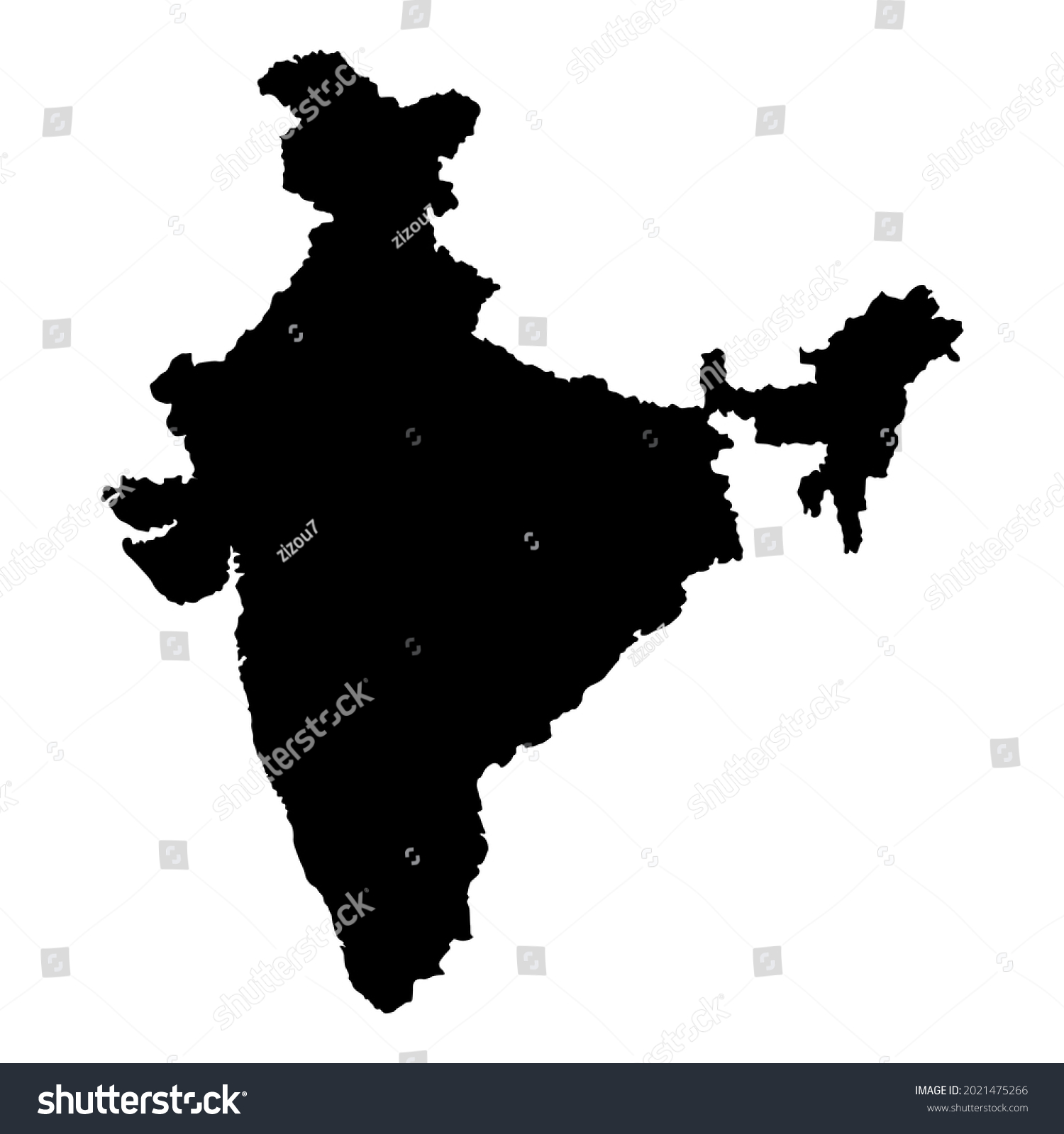Stock Vector India National Map Vector Image On White Background 2021475266 