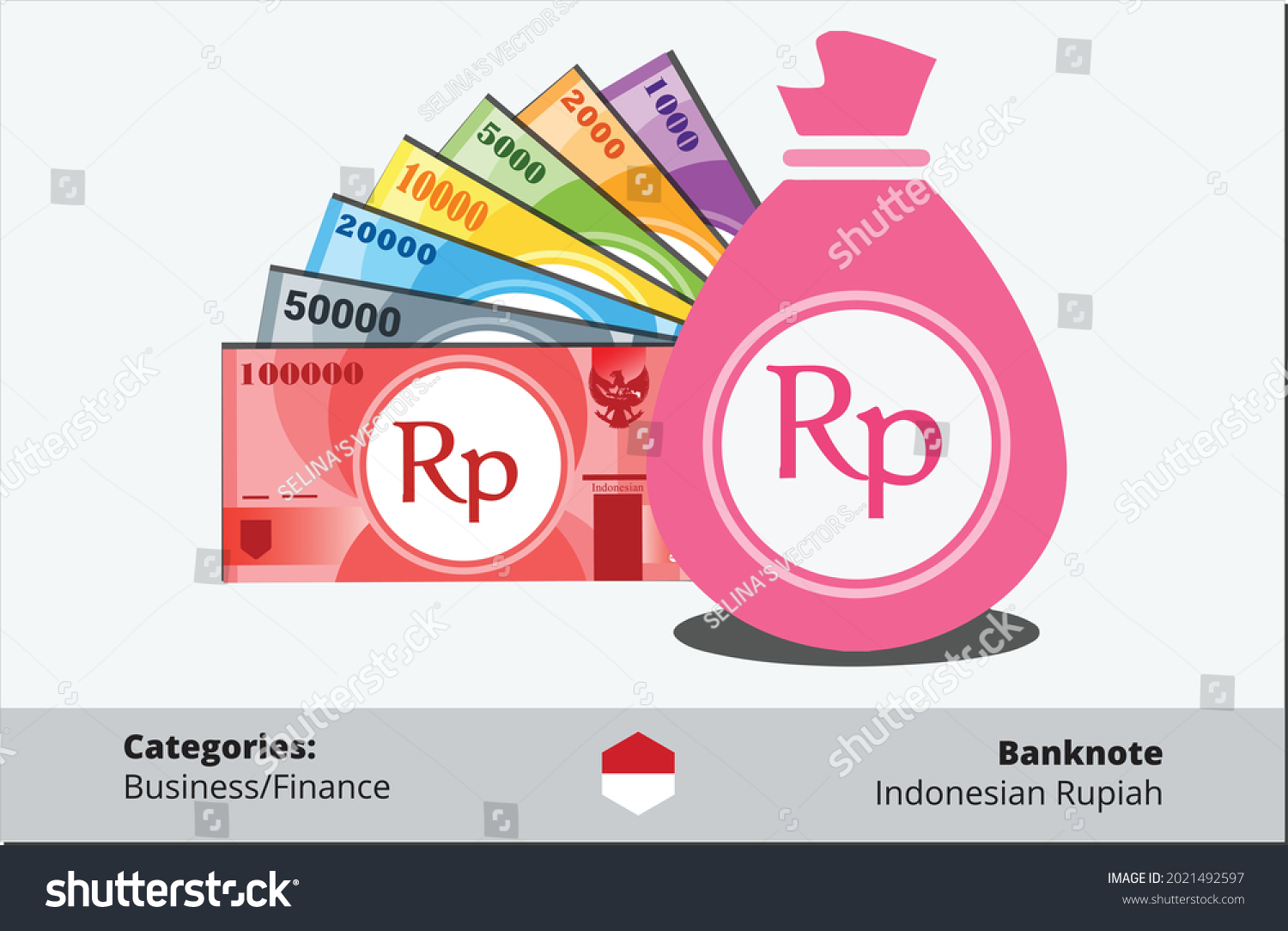 Indonesian Rupiah Money Bundle Stack Sack Stock Vector (Royalty Free ...