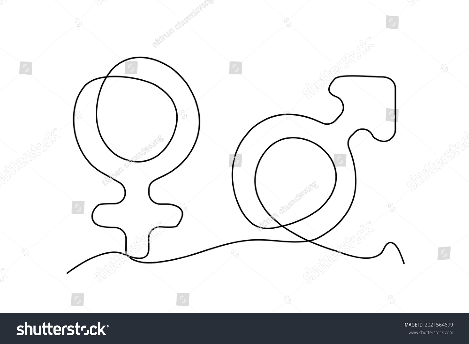 Continuous Line Vector Illustration Sex Symbols Stock Vector Royalty Free 2021564699