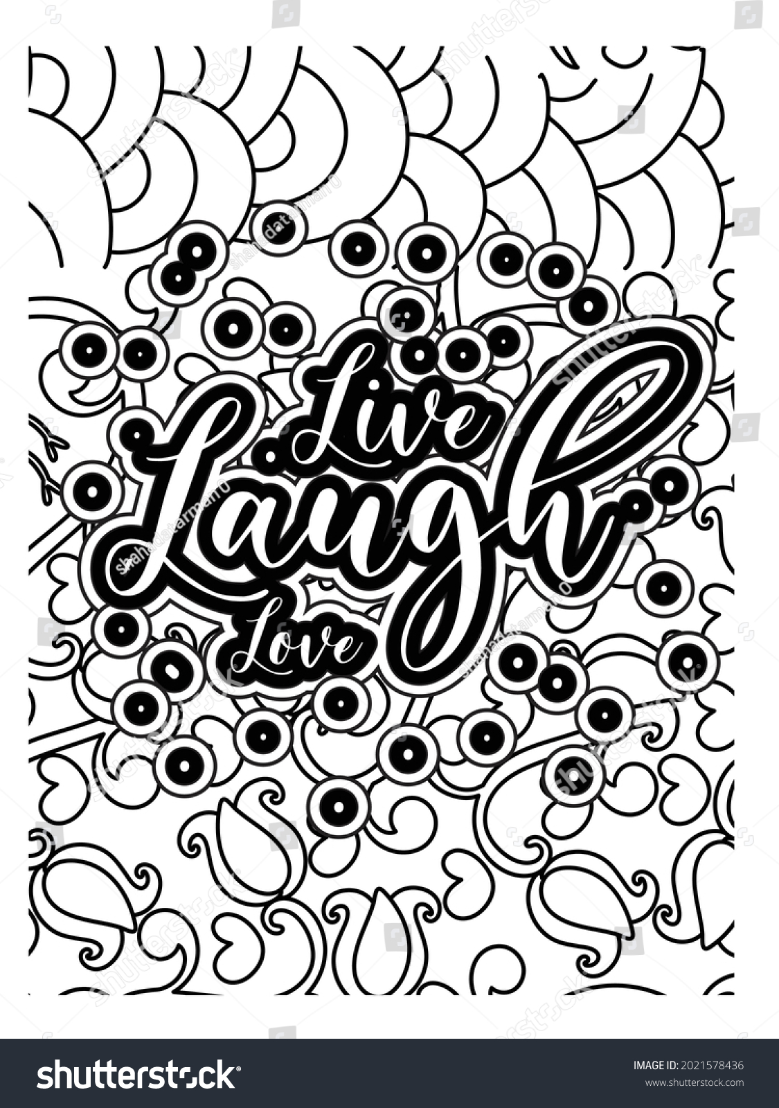 Live Laugh Love Coloring Page Designmotivational Stock Vector Royalty