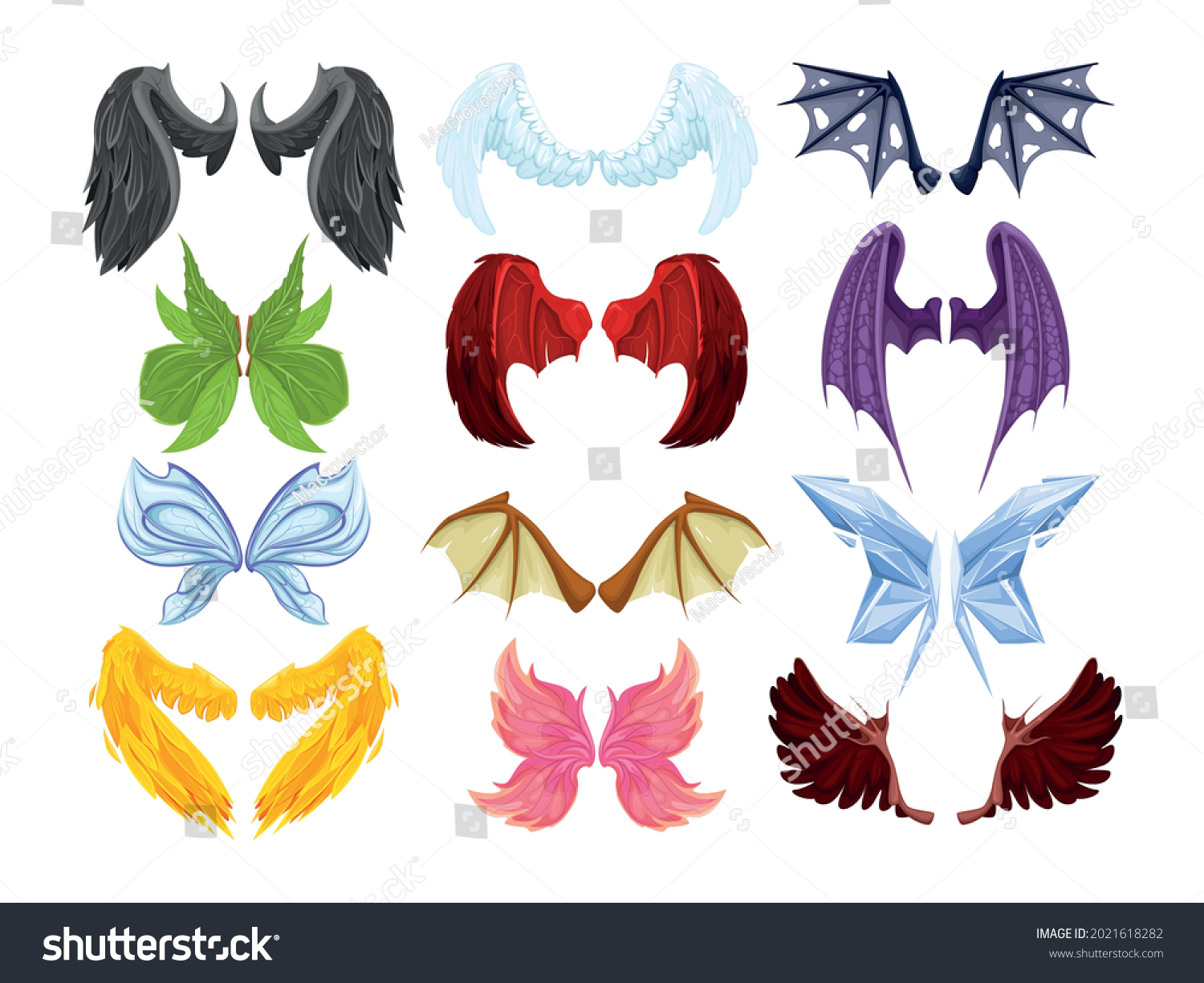 Mythical Animal Wings Set Isolated Images Stock Vector (Royalty Free ...