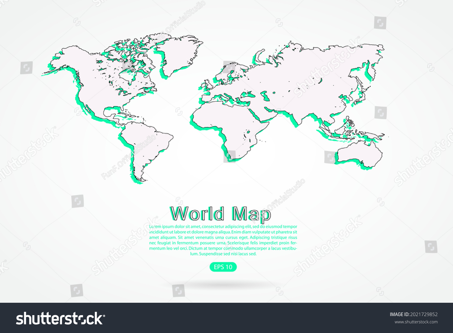 Stock Vector World Map World Map International Vector Template With Green And Outline Graphic Sketch Style 2021729852 