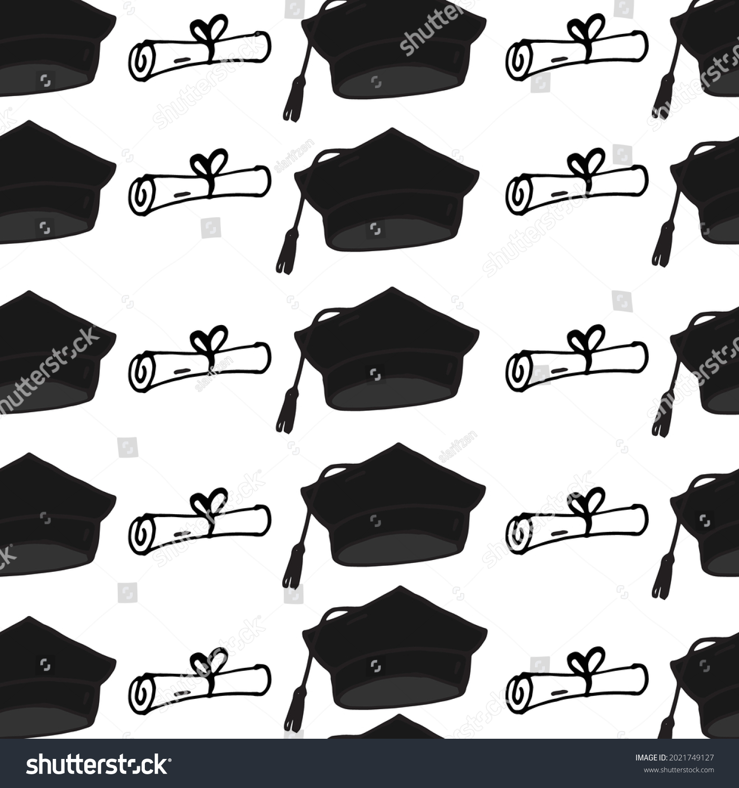 Mortarboard Illustration On White Background Seamless Stock Vector ...