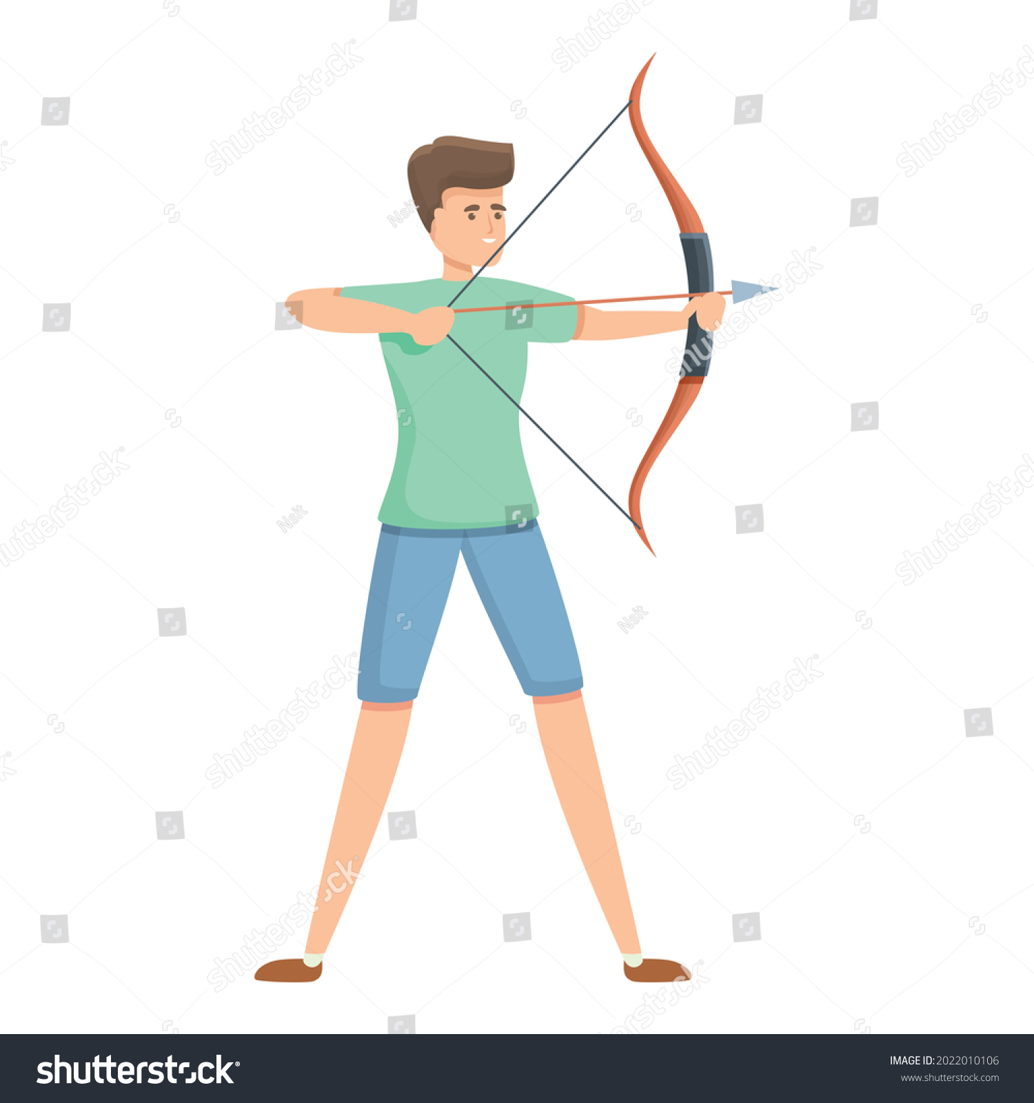 Young Archer Icon Cartoon Vector Archery Stock Vector (Royalty Free ...