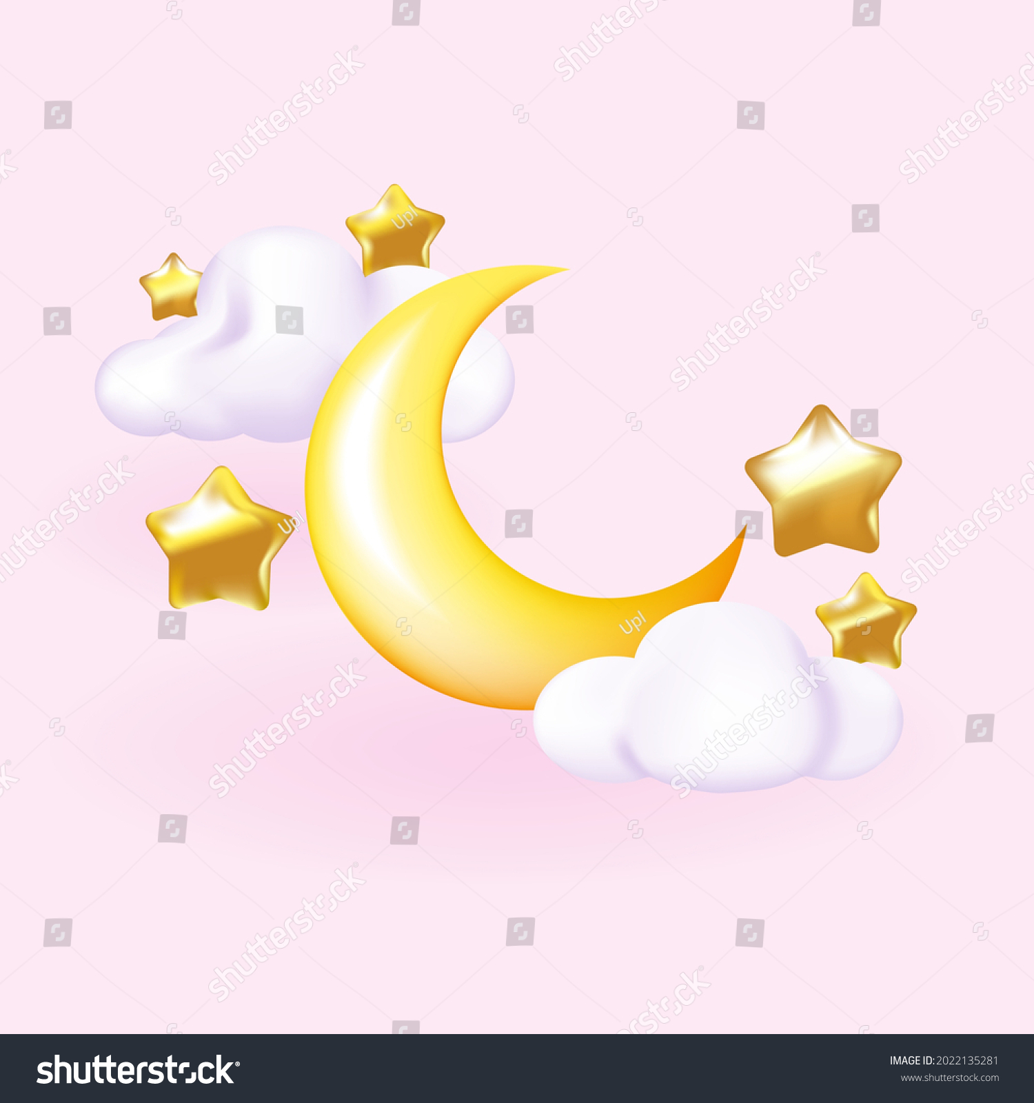 Vector 3d Style Illustration Golden Moon Stock Vector (royalty Free 