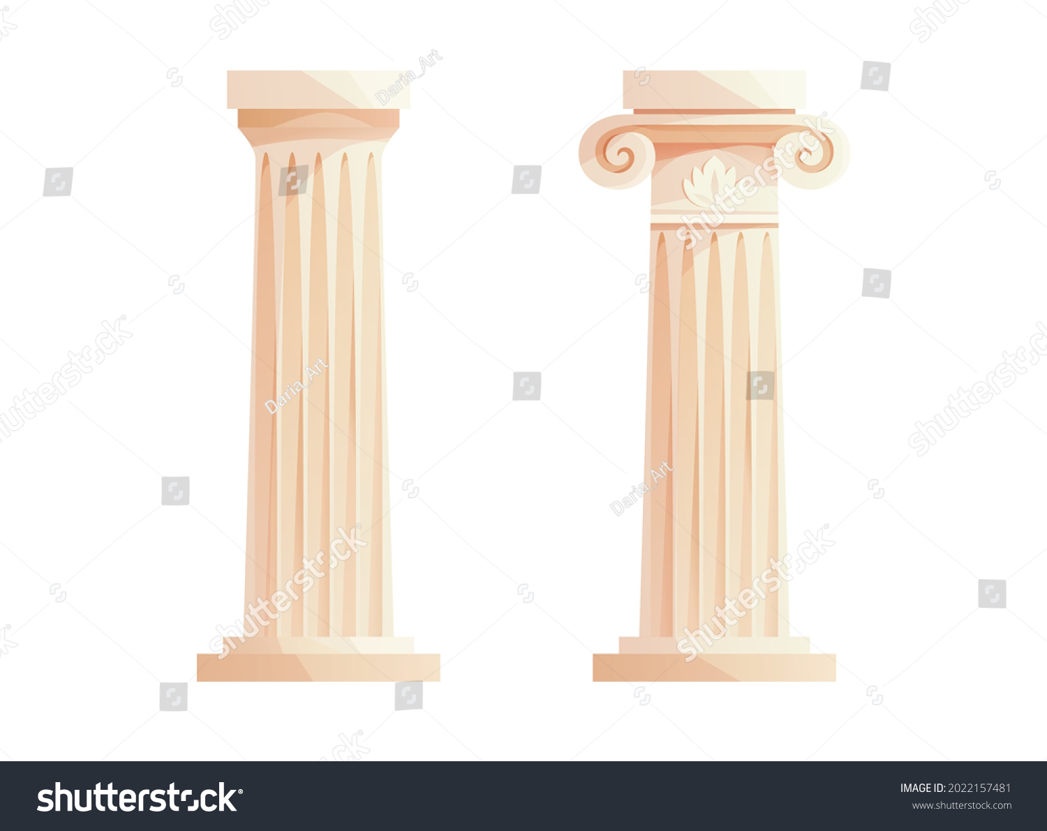 Ancient Greek Columns Roman Pillar Building เวกเตอร์สต็อก ปลอดค่าลิขสิทธิ์ 2022157481