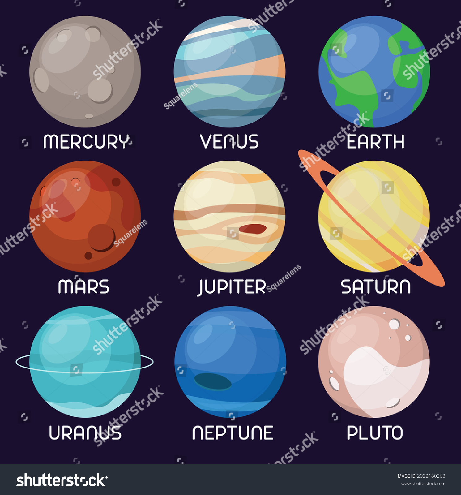 Illustration Set Planets Solar System On Stock Vector (Royalty Free ...