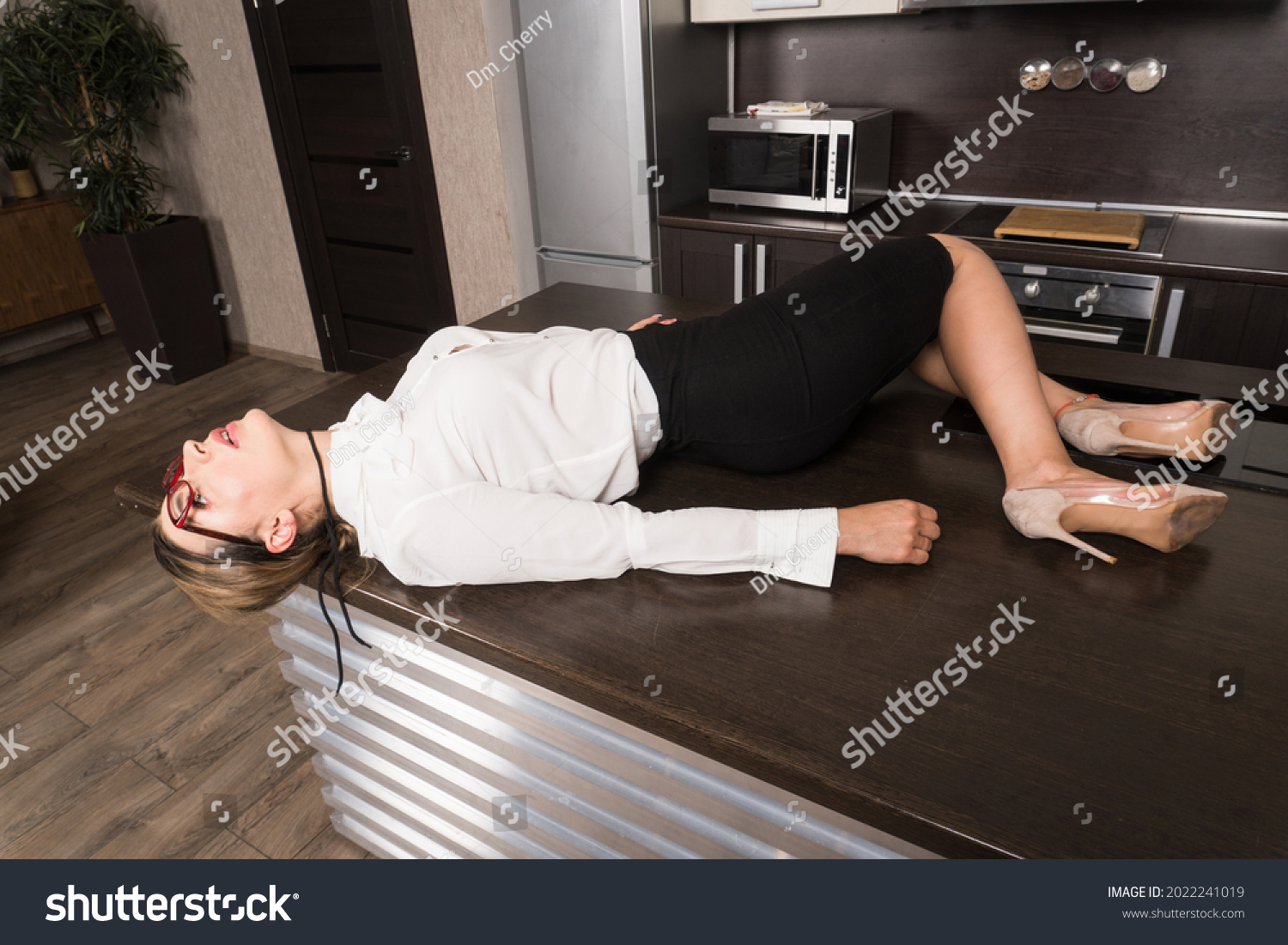 Crime Scene Strangled Business Woman Imitation Shutterstock