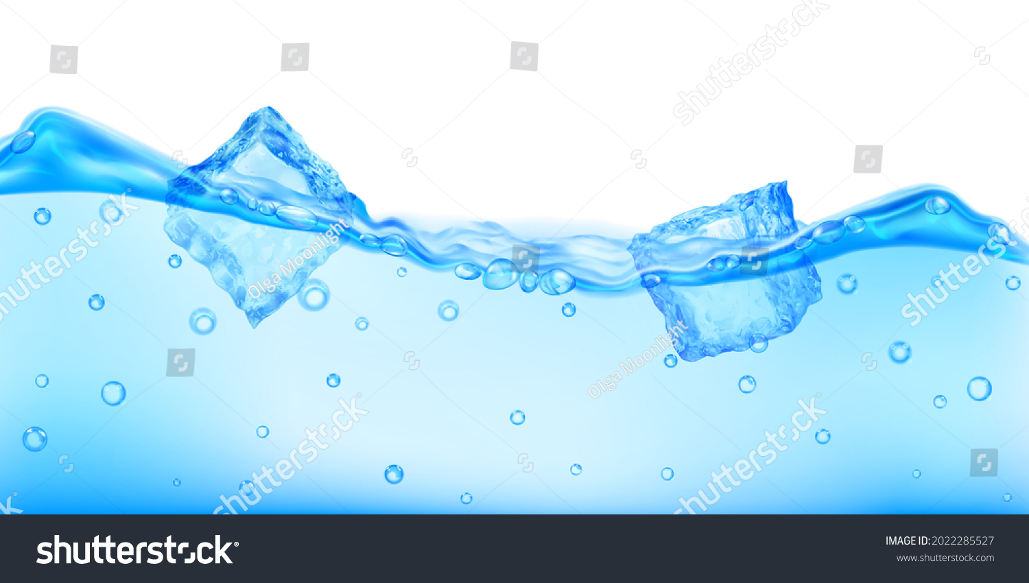 Ice Cubes Air Bubbles Floating Water Stock Illustration 2022285527 ...