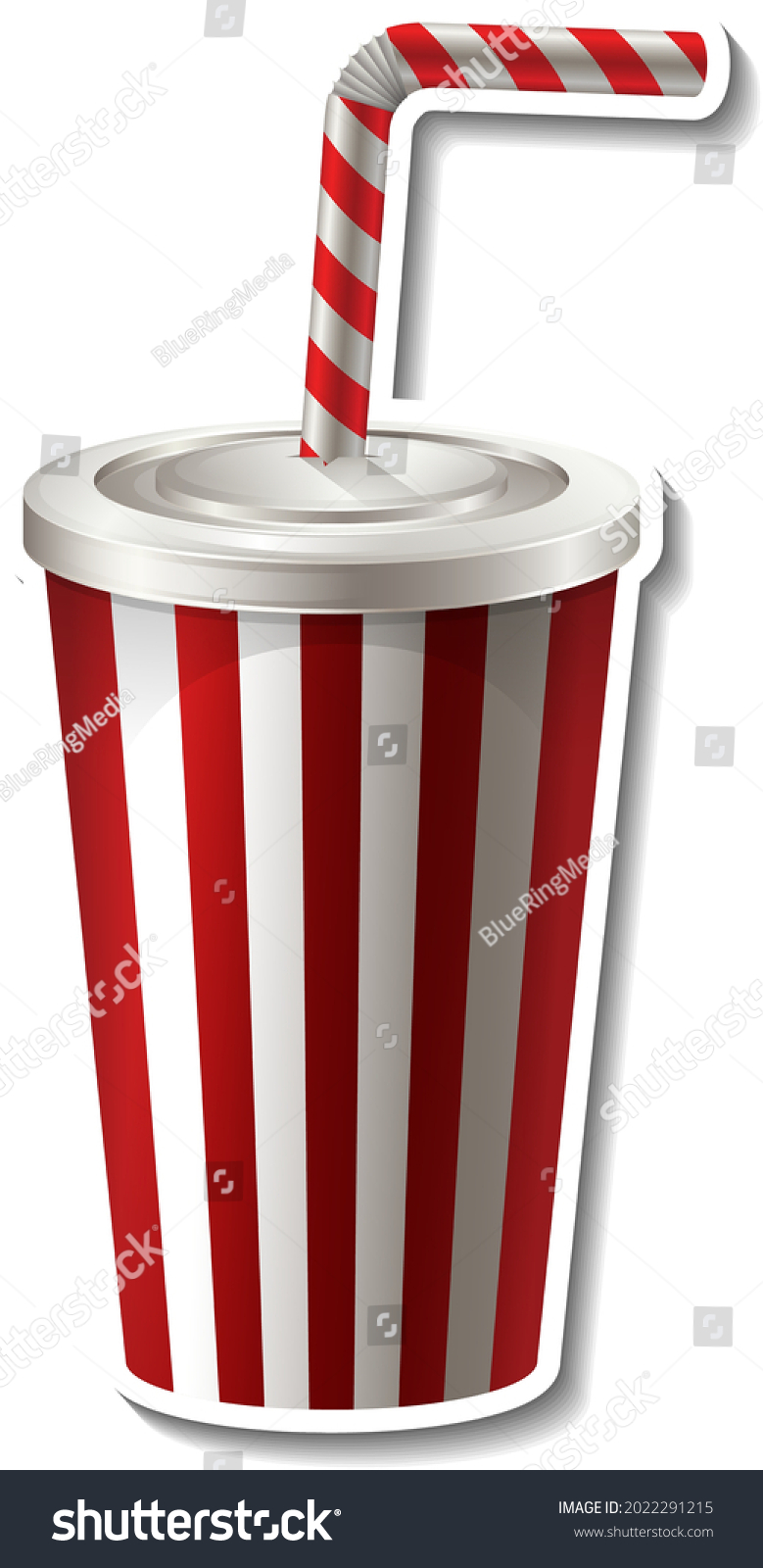 Red Striped Paper Cup Straw Sticker Stock Vector (Royalty Free ...