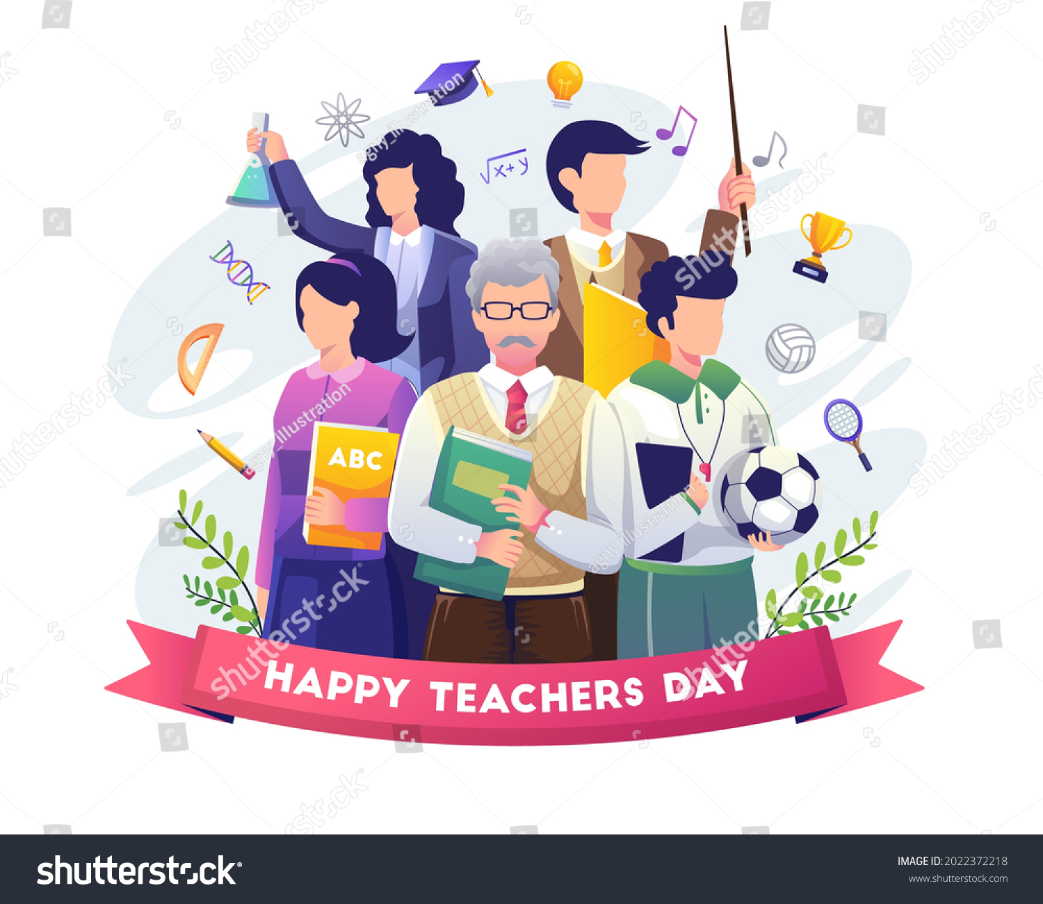 383 695 Teacher Illustration Images Stock Photos Vectors Shutterstock   Stock Vector Happy Teacher S Day With A Group Of Teachers From Various Fields Gathers In Teacher S Day Flat 2022372218 