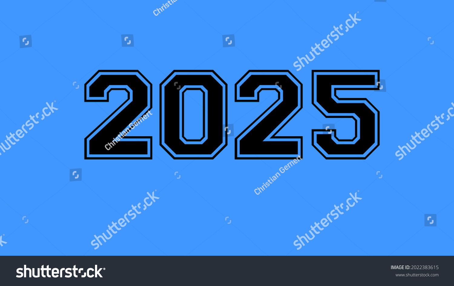 2025 Number Black Lettering Blue Background Stock Illustration