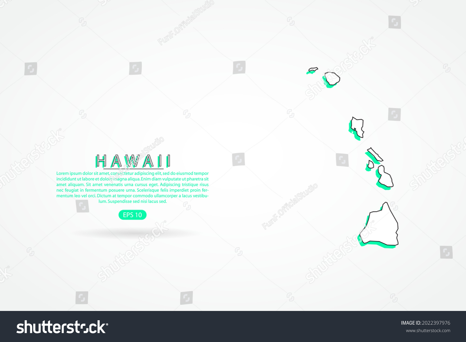 Hawaii Map Usa United States America Stock Vector Royalty Free Stock Vector Hawaii Map Usa United States Of America Map World Map International Vector Template With Green 2022397976