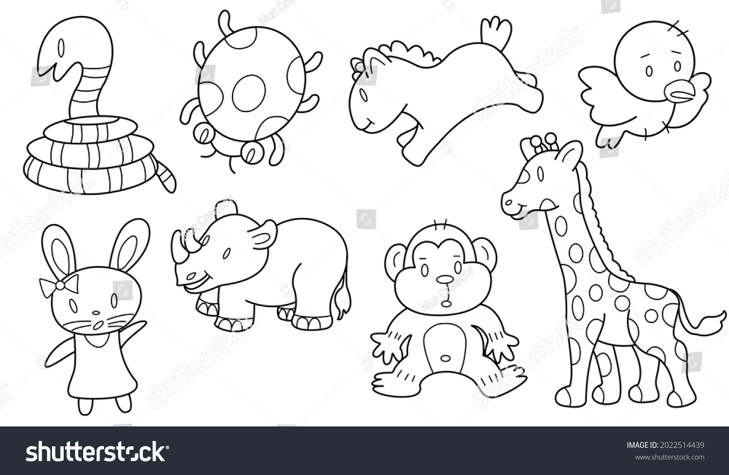 Cute Design Animal Outline Vector Set Stock Vector (Royalty Free ...