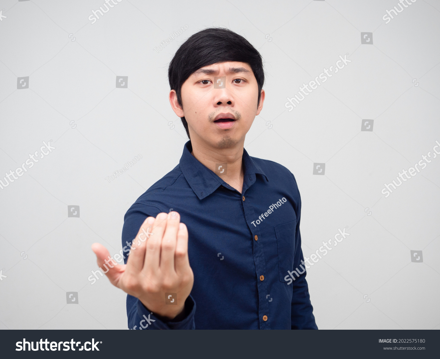 Asian Man Gesture Beckon His Hand Stock Photo 2022575180 | Shutterstock