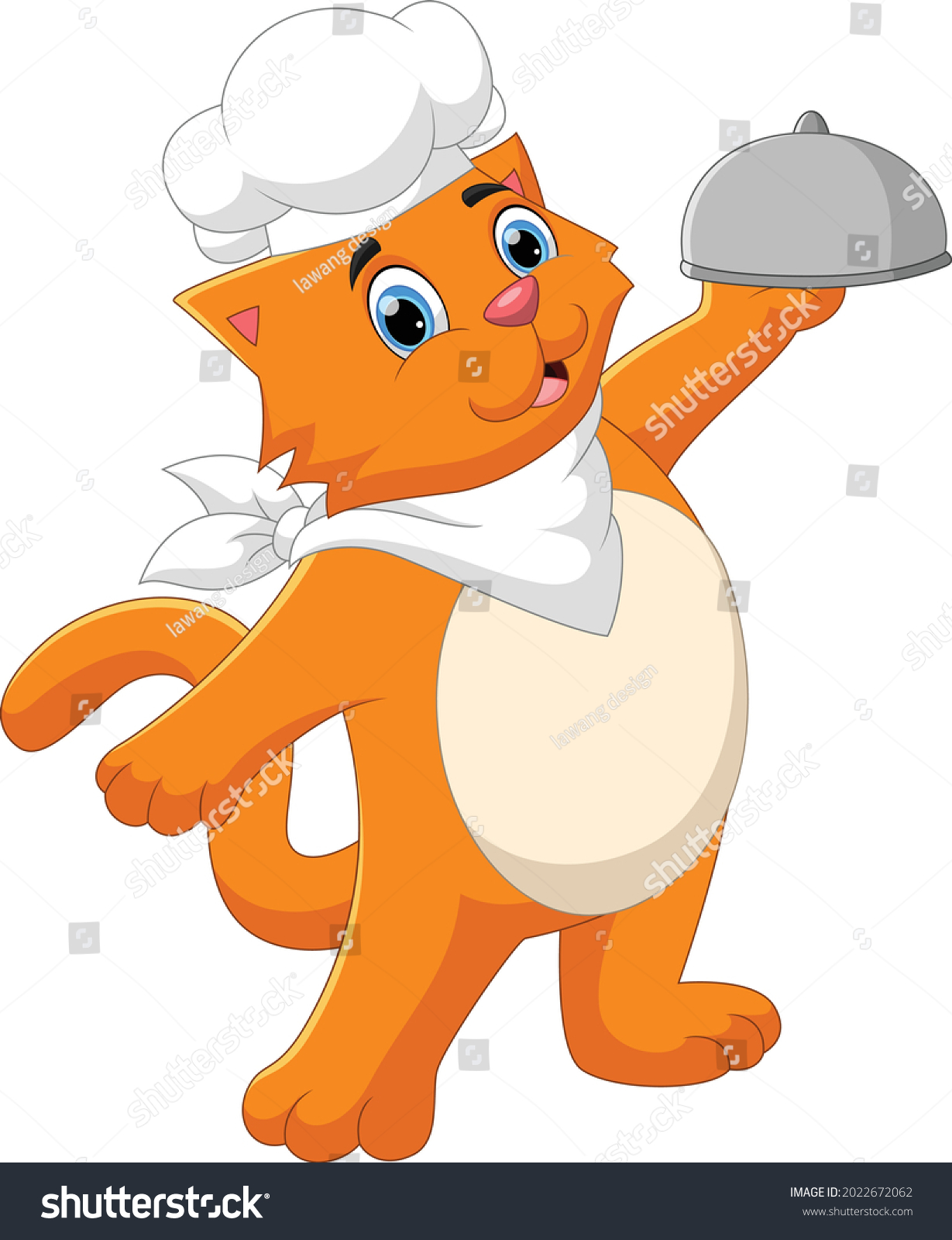 Cartoon Chef Cat Carrying Food Tray Stock Vector (Royalty Free ...