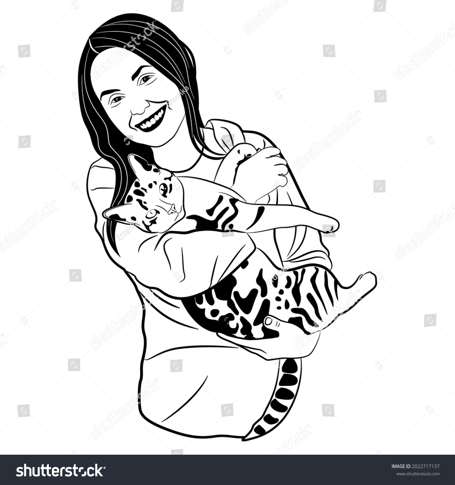 Smiling Young Woman Holding Cat Cartoon Stock Vector Royalty Free 2022717137 Shutterstock 2777