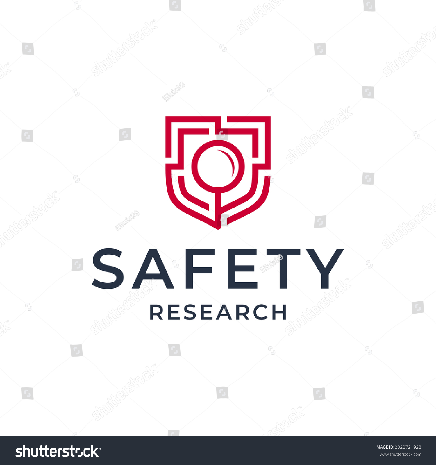 Magnifying Glass Shield Security Tech Outline Stock Vector (Royalty ...