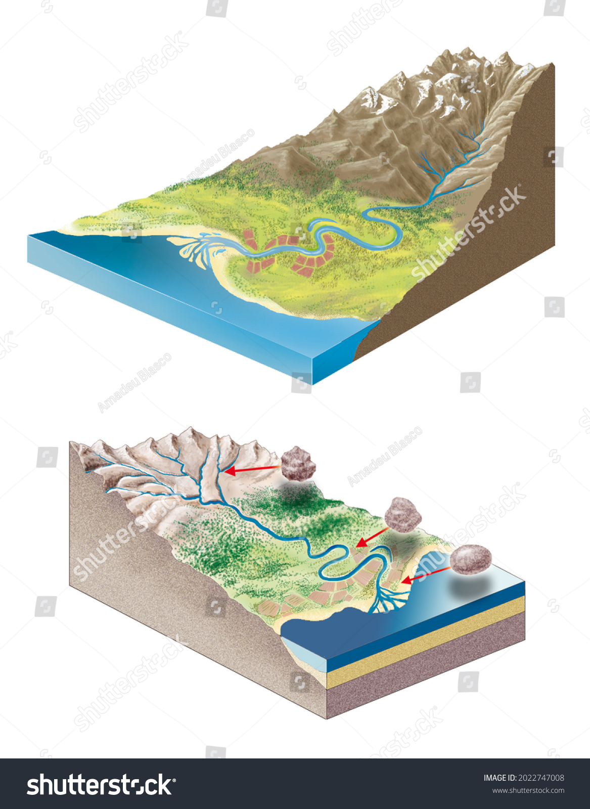 Geology Superficial Waters Course River Structure Stock Illustration ...