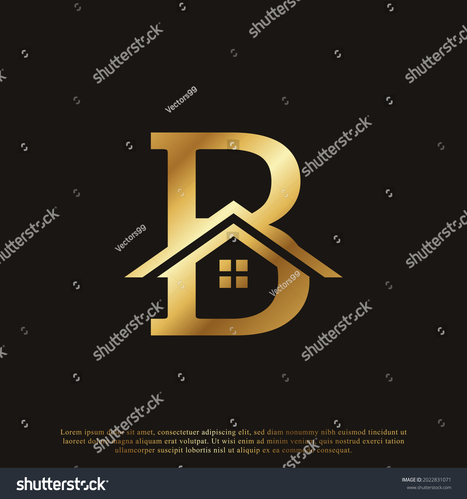 Initial Letter B Home House Golden Stock Vector (Royalty Free ...