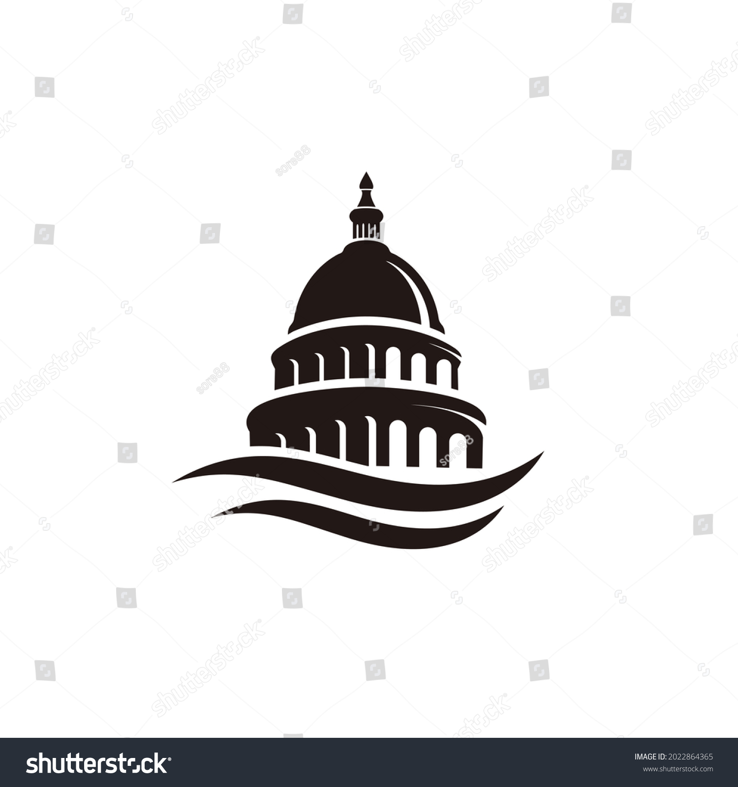 Capitol Dome Building Silhouette Logo Design Stock Vector (Royalty Free ...