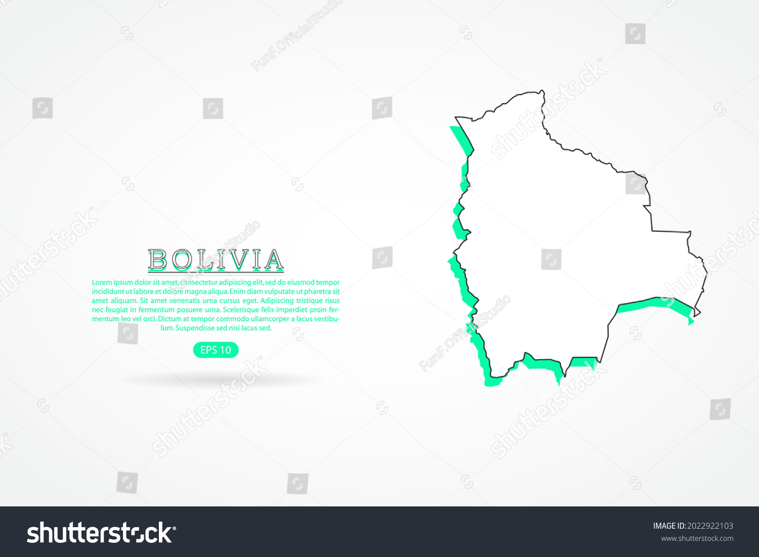 Bolivia Map World Map International Vector Stock Vector Royalty Free   Stock Vector Bolivia Map World Map International Vector Template With Green And Outline Graphic Sketch Style 2022922103 