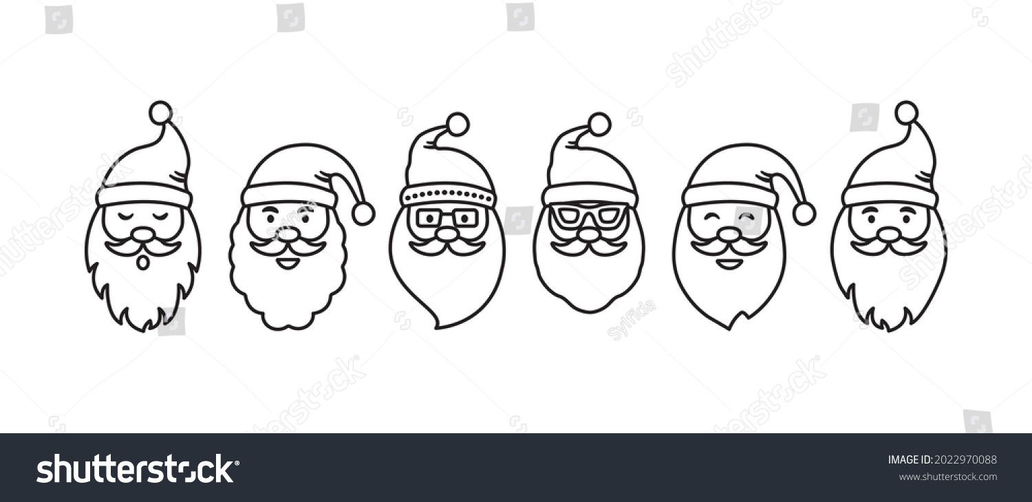 Christmas Santa Claus Line Face Vector Stock Vector (Royalty Free ...