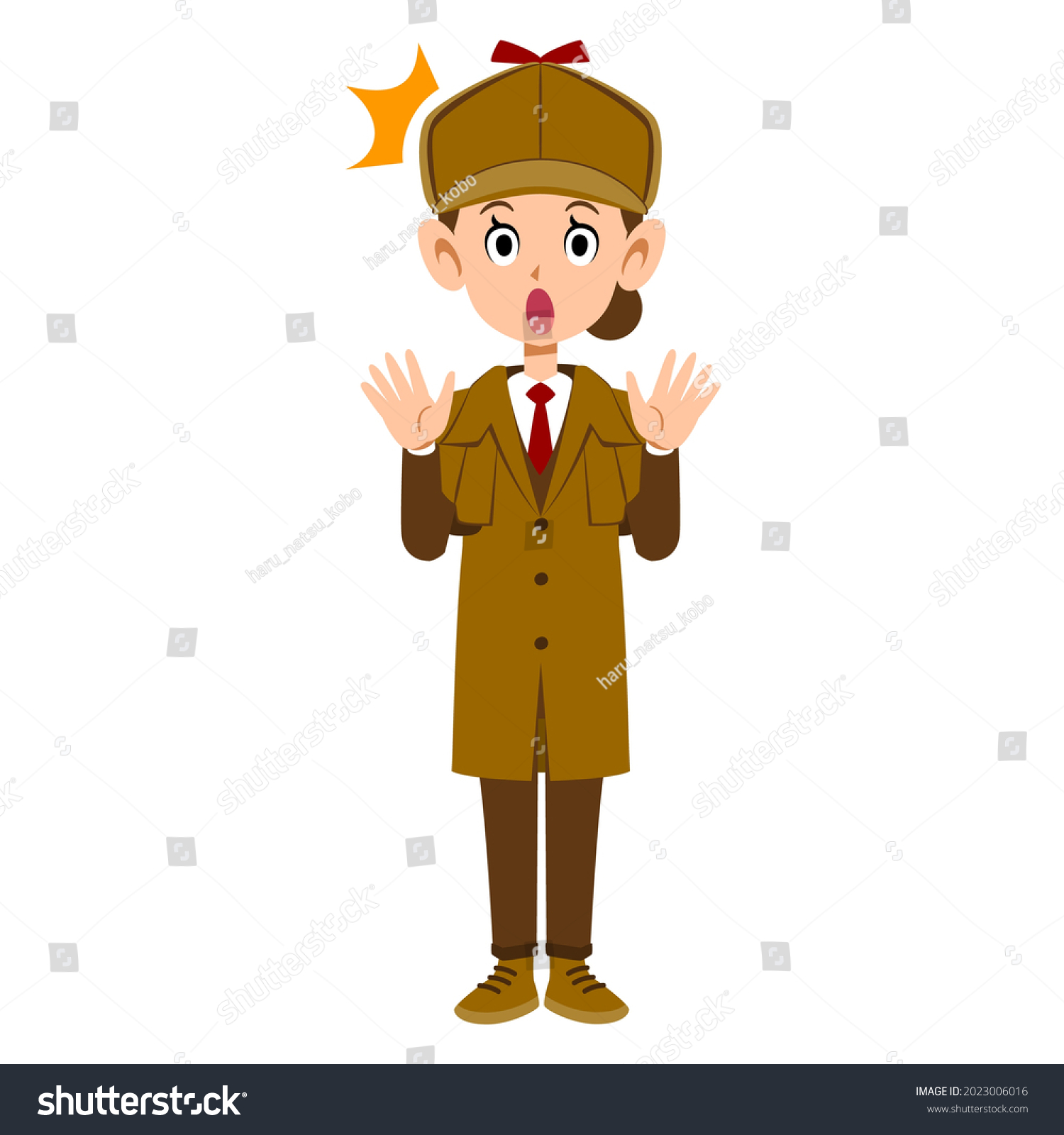 Surprised Female Detective Whole Body Stock Vector Royalty Free Shutterstock