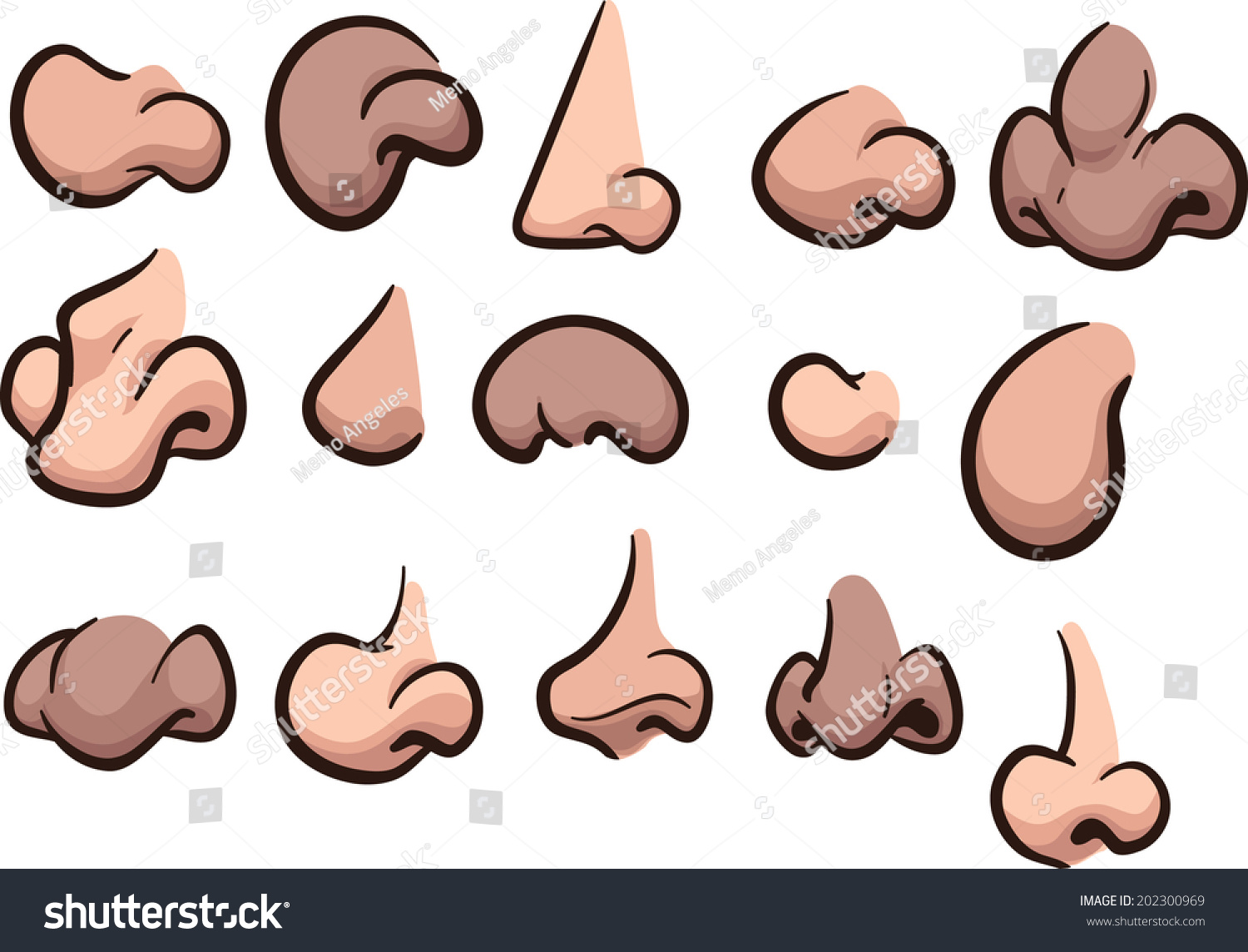 Vektor Stok Variety Cartoon Noses Vector Clip Art (Tanpa Royalti) 202300969...
