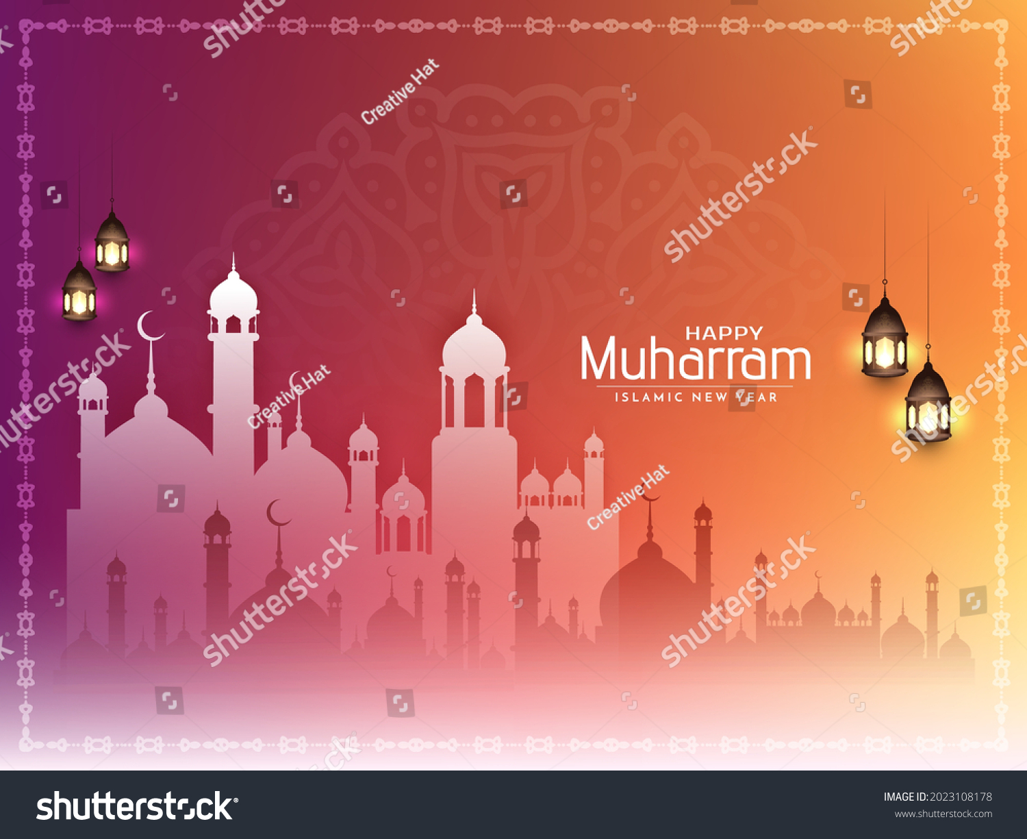 Traditional Muharram Festival Islamic New Year เวกเตอร์สต็อก (ปลอดค่า