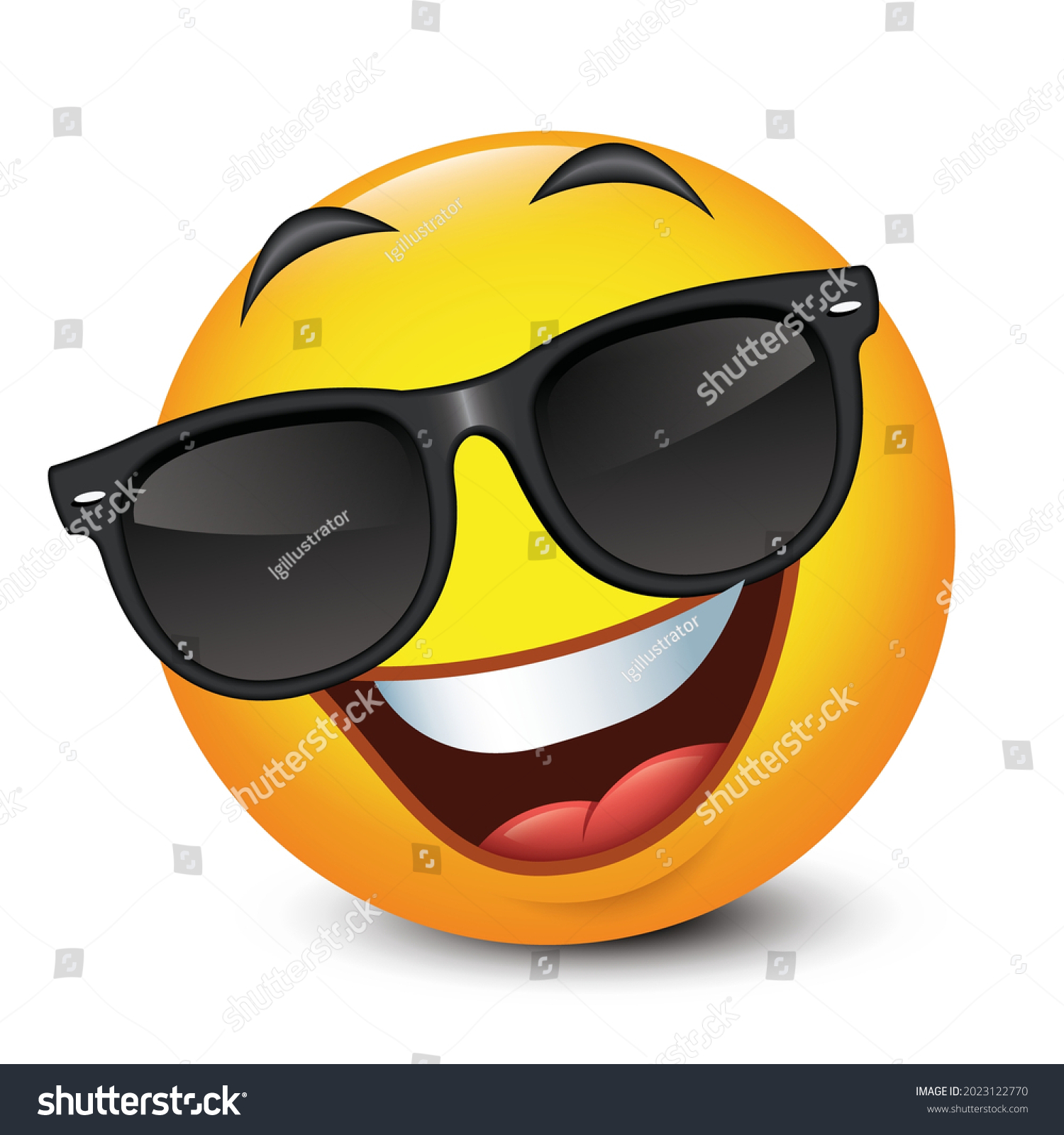 Cute Smiling Emoticon Wearing Black Sunglasses Stock Vector Royalty Free 2023122770 Shutterstock 2427