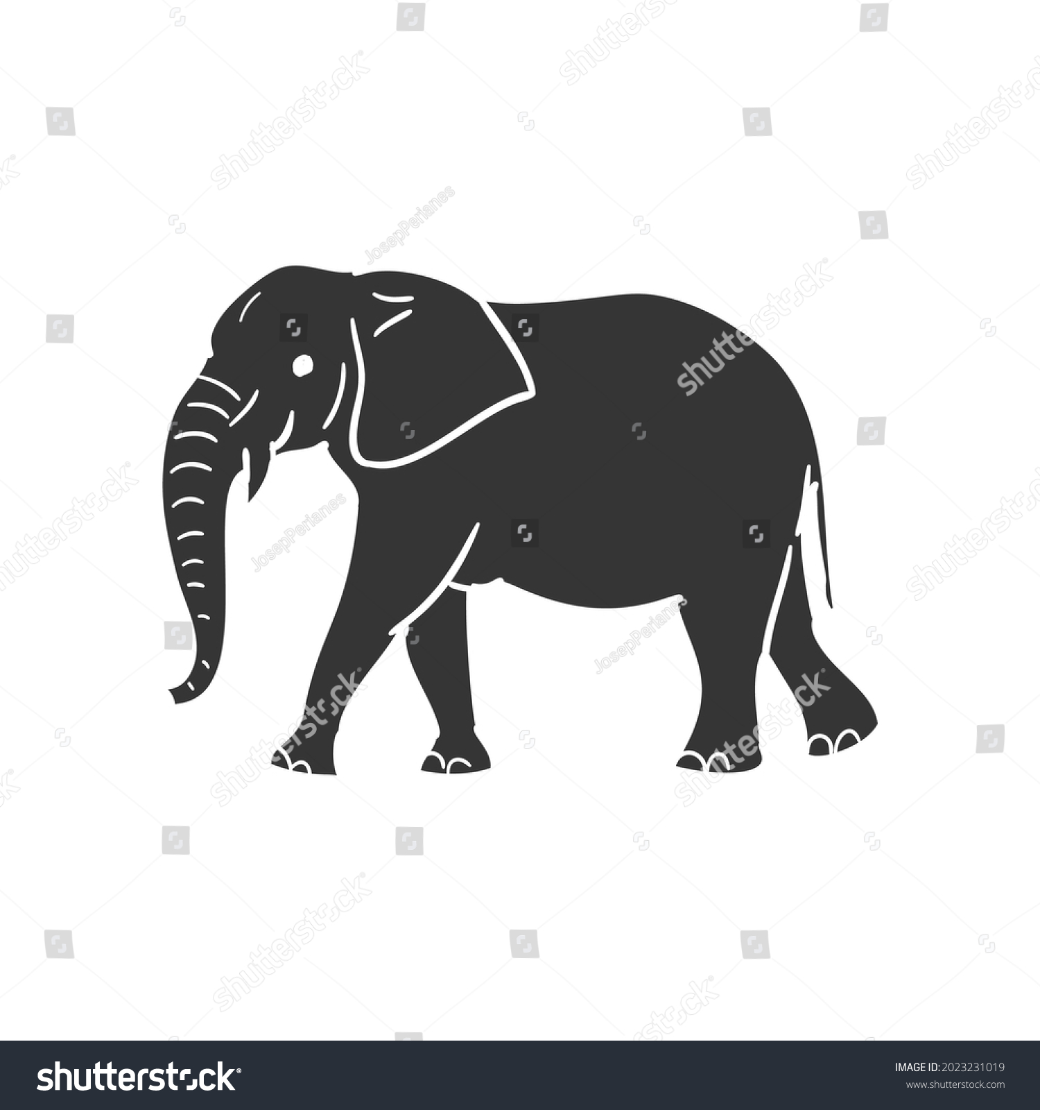 Elephant Icon Silhouette Illustration Big Mammal Stock Vector (Royalty ...