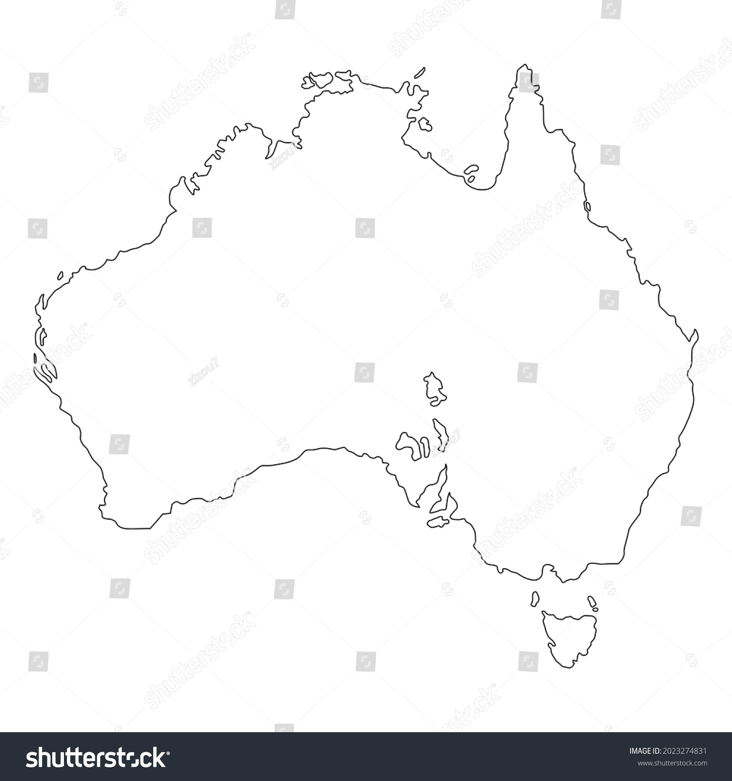 Australia National Map Line Vector Image Stock Vector (Royalty Free ...