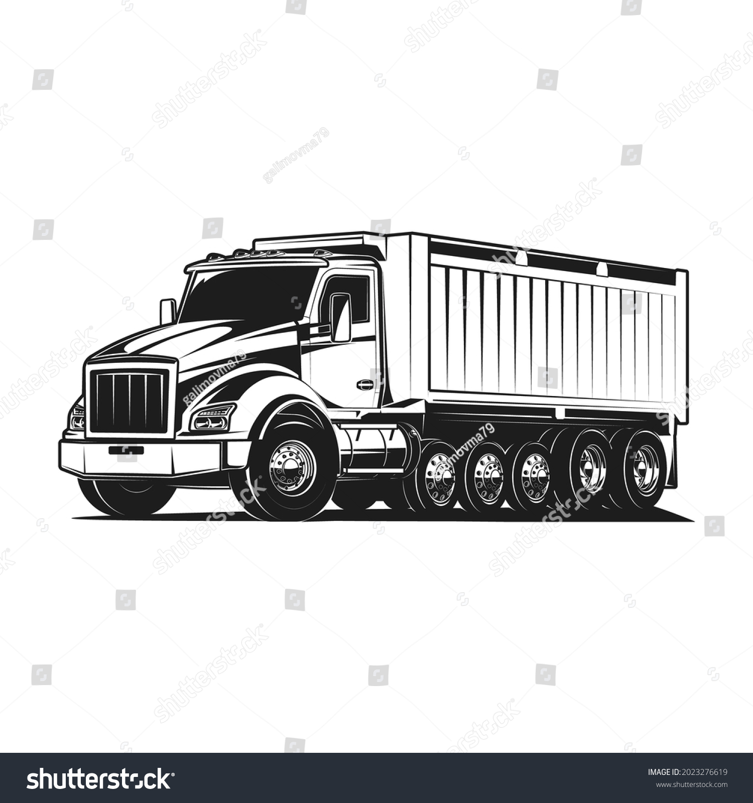 Dump Truck Huge Load Black White Stock Vector (Royalty Free) 2023276619 ...