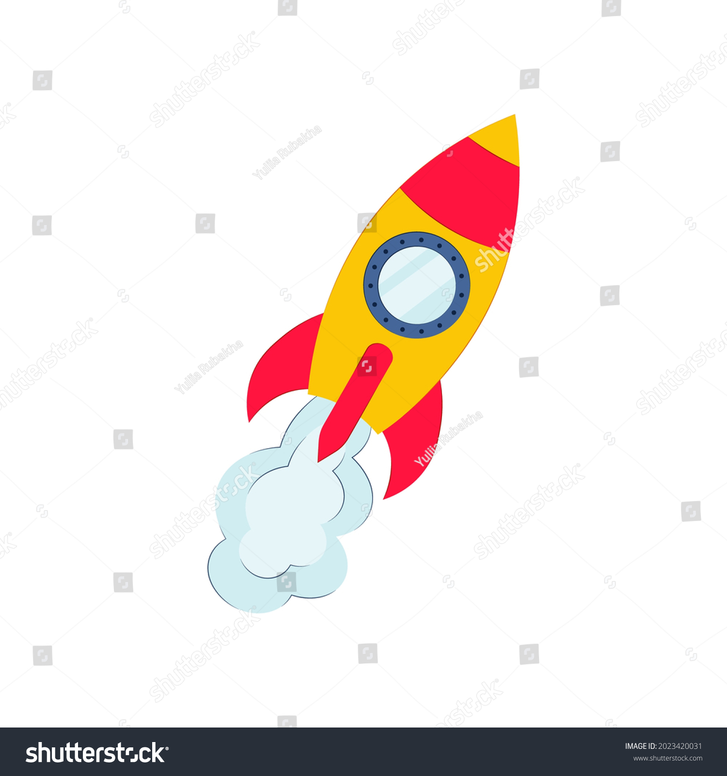 Taking Off Rocket Isolated On White Stock Vector (Royalty Free ...