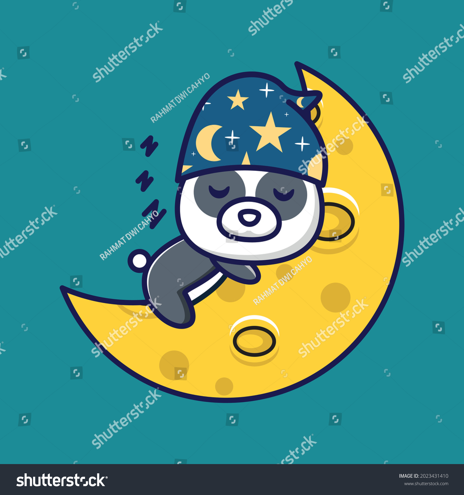 Vector Illustration Cute Panda Sleeping On Stock Vector (Royalty Free ...