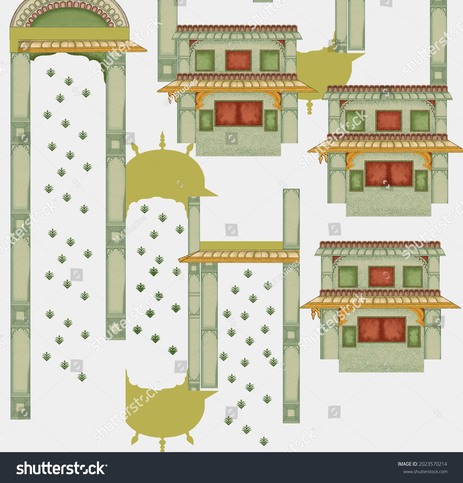 Mughal Building Element Illustration Digital Prints Stock Illustration   Stock Photo Mughal Building Element Illustration Digital Prints Hand Drawn Illustrated Element 2023570214 