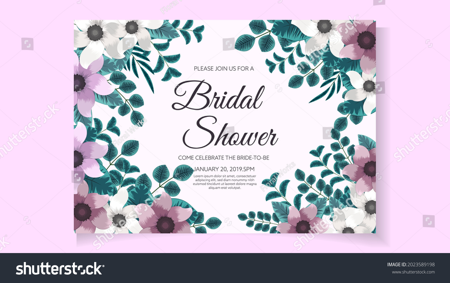 Bridal Shower Invitation Card Template Layout Stock Vector Royalty