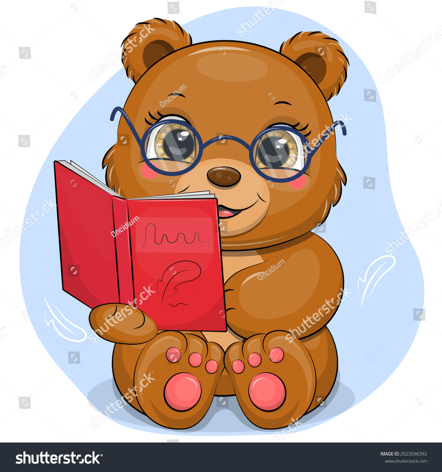 Cute Cartoon Brown Bear Wearing Glasses Stock Vector (Royalty Free ...