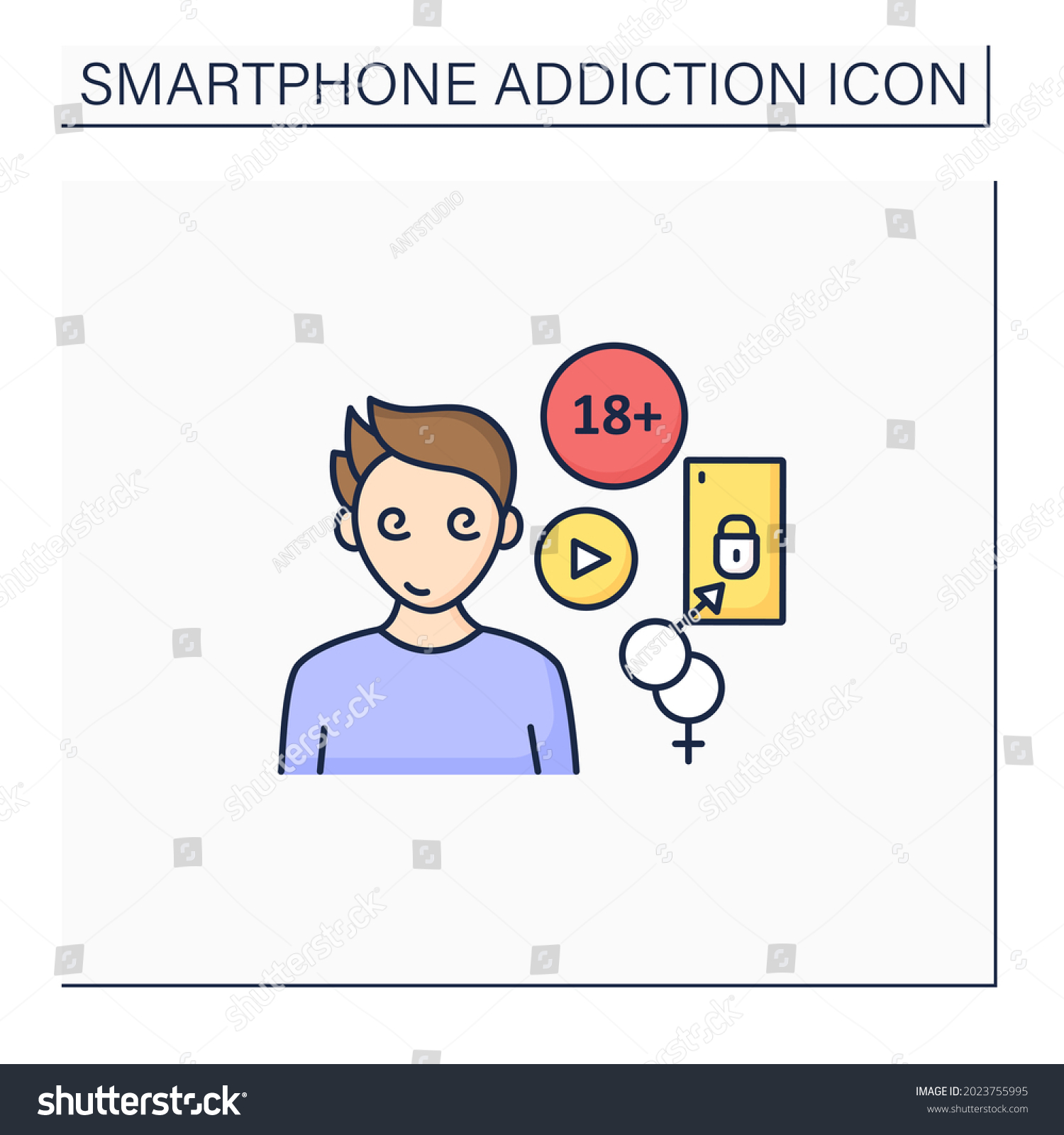 Cybersex Addiction Color Icon Dependence Reading Stock Vector Royalty