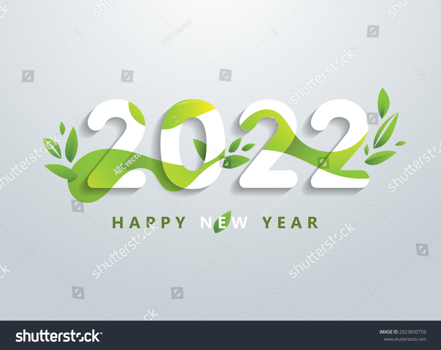 Happy 2022 New Year Natural Green Stock Vector (Royalty Free ...