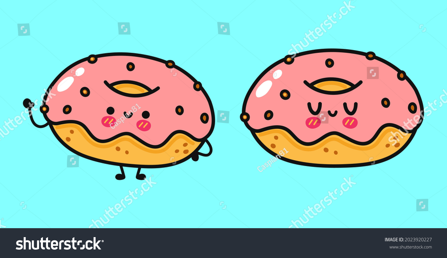 Funny Cute Happy Donut Characters Bundle Stock Vector (Royalty Free ...