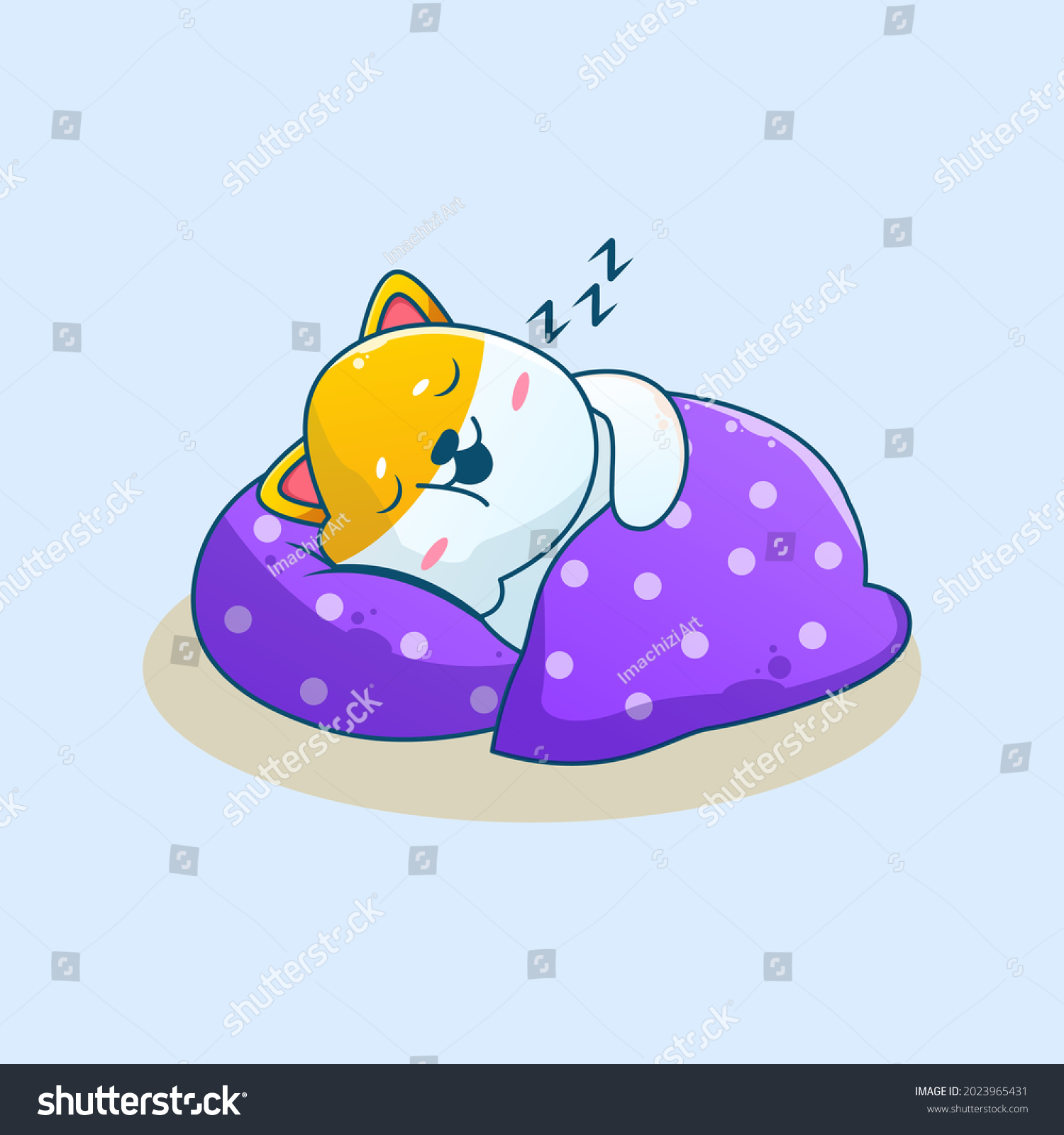 Cute Sleeping Animal Cartoon Illustration Pet Stock Vector (Royalty ...