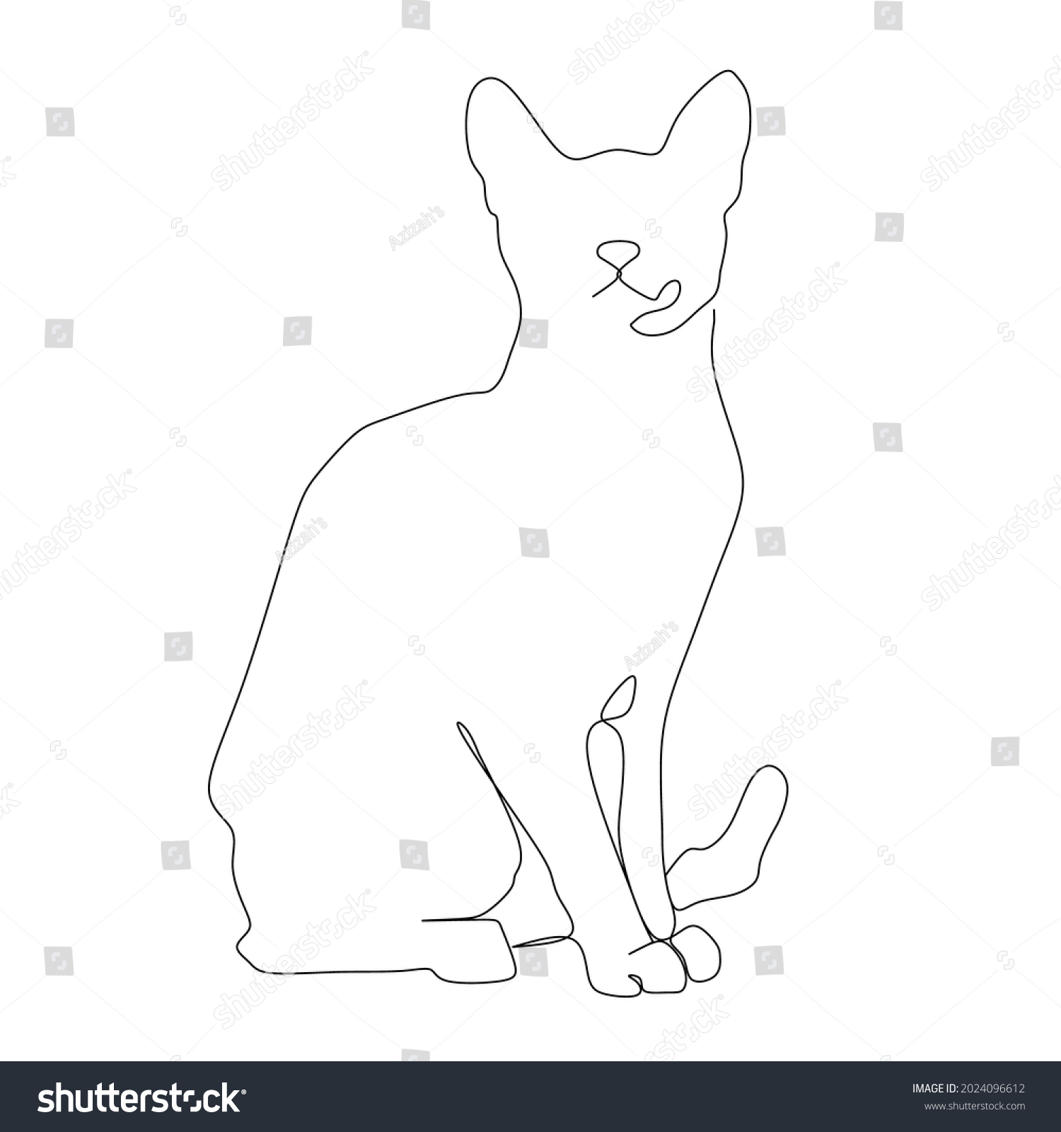 Continuous One Line Drawing Cat Silhouette Stock Vector (royalty Free 